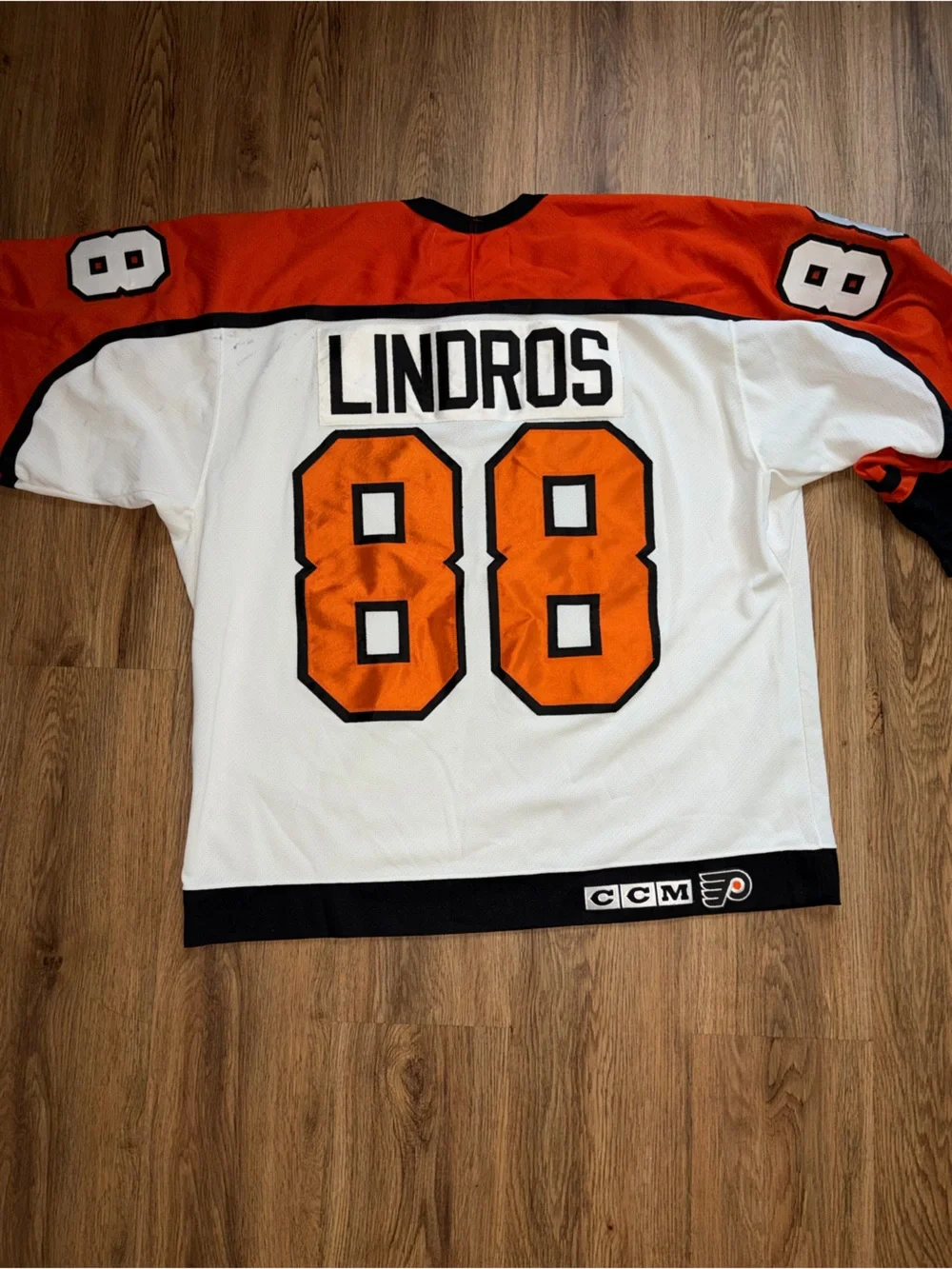 Men's White and Orange  Philadelphia Flyers Hockey Jersey - Lindros 88